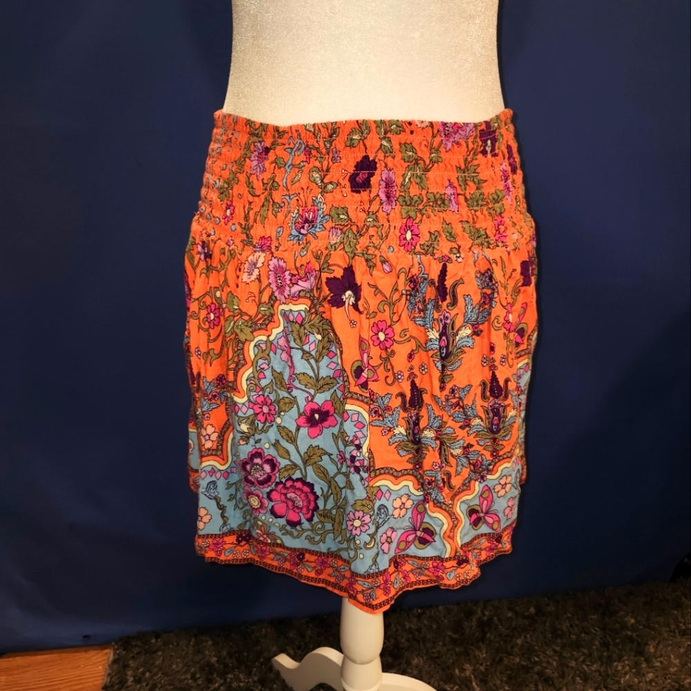 Orange Floral skirt, size medium